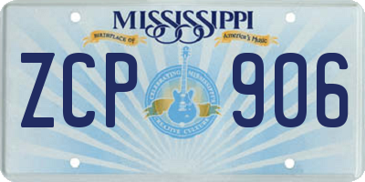 MS license plate ZCP906