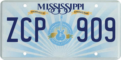 MS license plate ZCP909