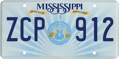 MS license plate ZCP912
