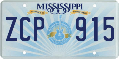 MS license plate ZCP915