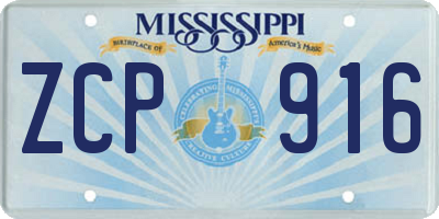 MS license plate ZCP916