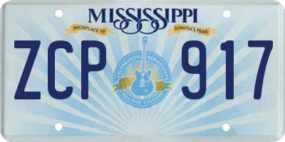 MS license plate ZCP917