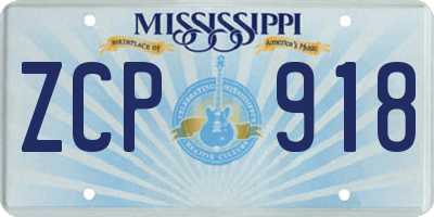 MS license plate ZCP918