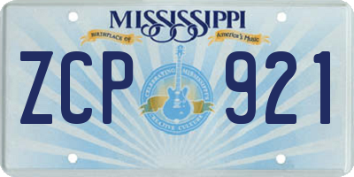 MS license plate ZCP921