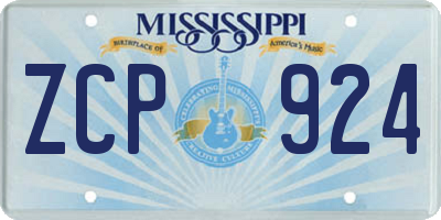MS license plate ZCP924