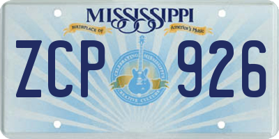 MS license plate ZCP926