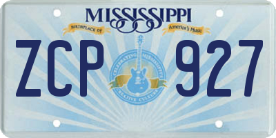 MS license plate ZCP927