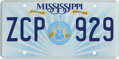 MS license plate ZCP929