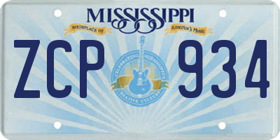 MS license plate ZCP934