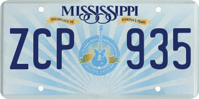 MS license plate ZCP935