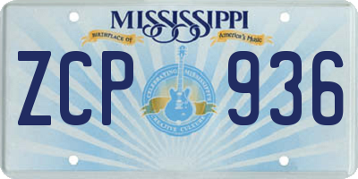 MS license plate ZCP936