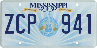 MS license plate ZCP941