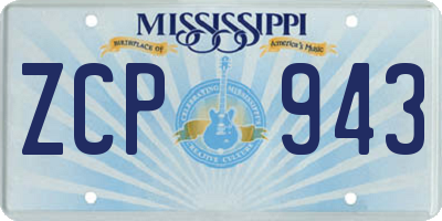 MS license plate ZCP943