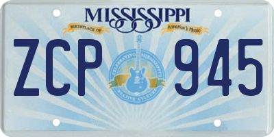 MS license plate ZCP945