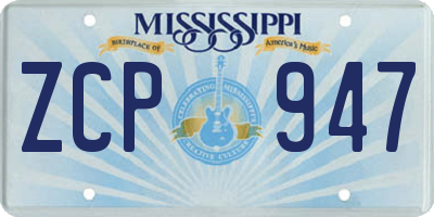 MS license plate ZCP947