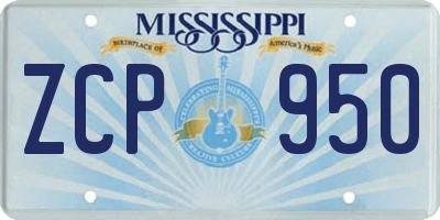 MS license plate ZCP950