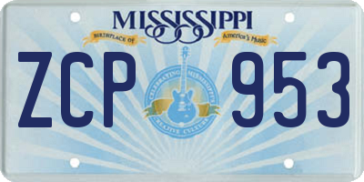 MS license plate ZCP953