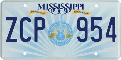 MS license plate ZCP954