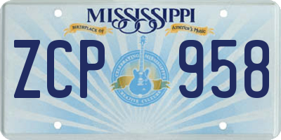 MS license plate ZCP958