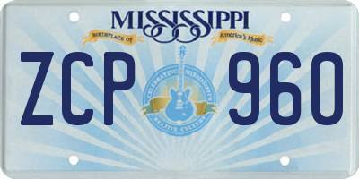MS license plate ZCP960