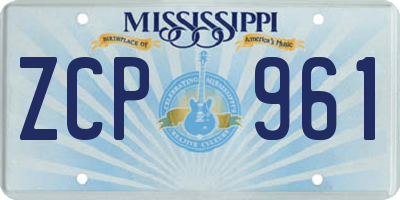 MS license plate ZCP961