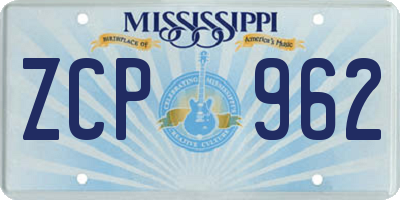 MS license plate ZCP962