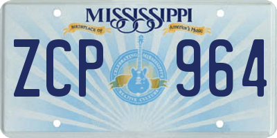 MS license plate ZCP964