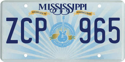 MS license plate ZCP965