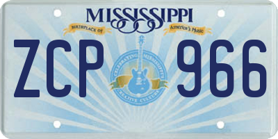MS license plate ZCP966