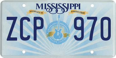 MS license plate ZCP970