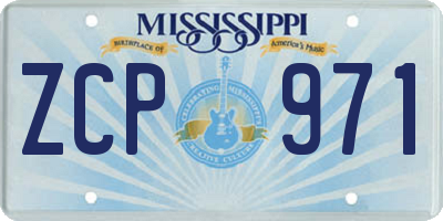 MS license plate ZCP971