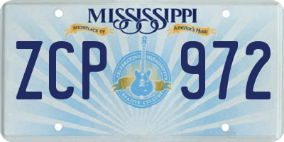 MS license plate ZCP972