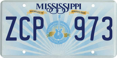 MS license plate ZCP973