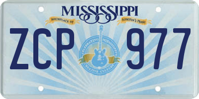 MS license plate ZCP977