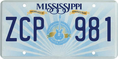MS license plate ZCP981