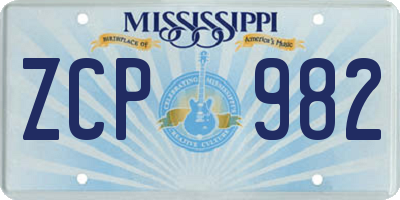 MS license plate ZCP982