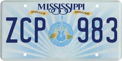 MS license plate ZCP983