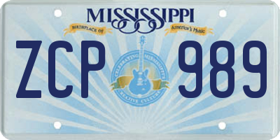 MS license plate ZCP989