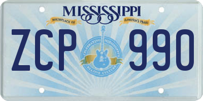 MS license plate ZCP990