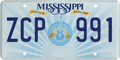 MS license plate ZCP991