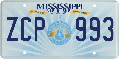 MS license plate ZCP993