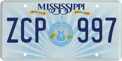 MS license plate ZCP997