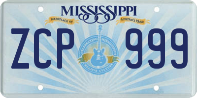 MS license plate ZCP999