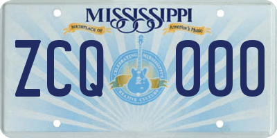 MS license plate ZCQ000
