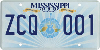 MS license plate ZCQ001