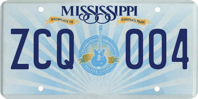 MS license plate ZCQ004