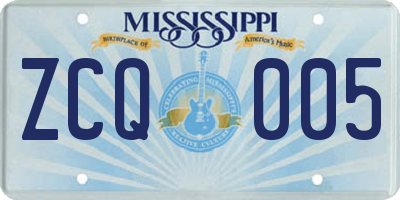 MS license plate ZCQ005