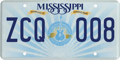 MS license plate ZCQ008