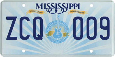MS license plate ZCQ009