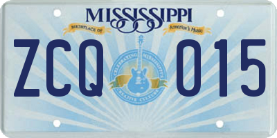 MS license plate ZCQ015
